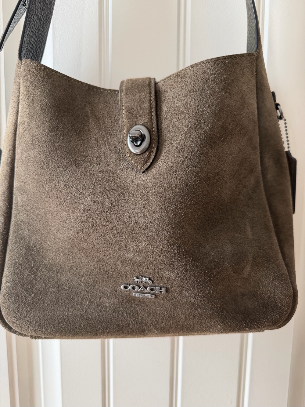 Coach Suede Shoulder Bag in Olive